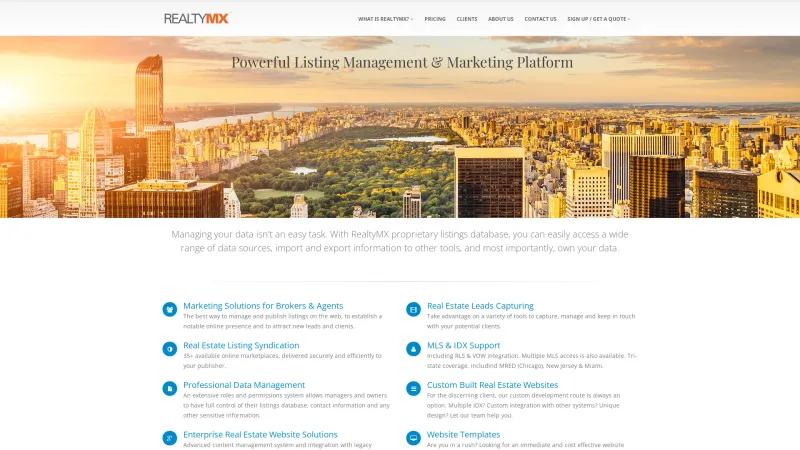 Homepage of RealtyMX