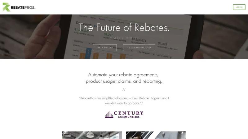 Homepage of RebatePros