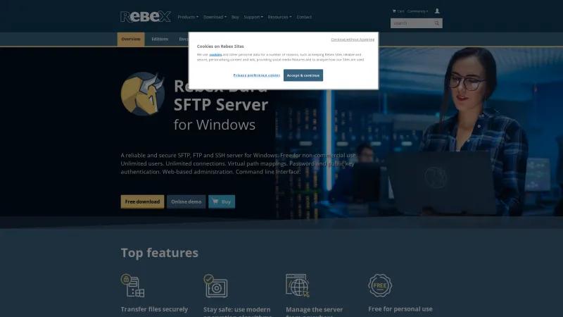 Homepage of Buru SFTP Server