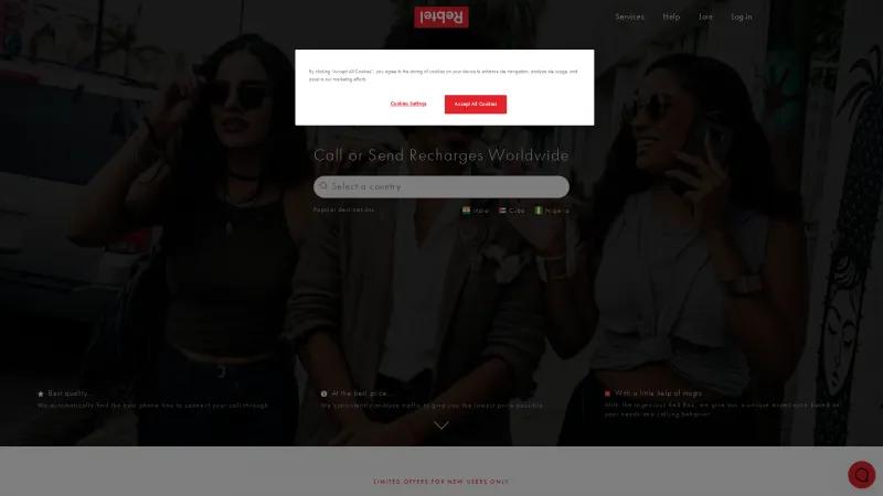 Homepage of Rebtel