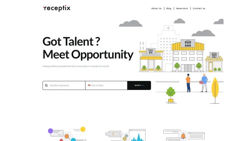 Homepage of Receptix