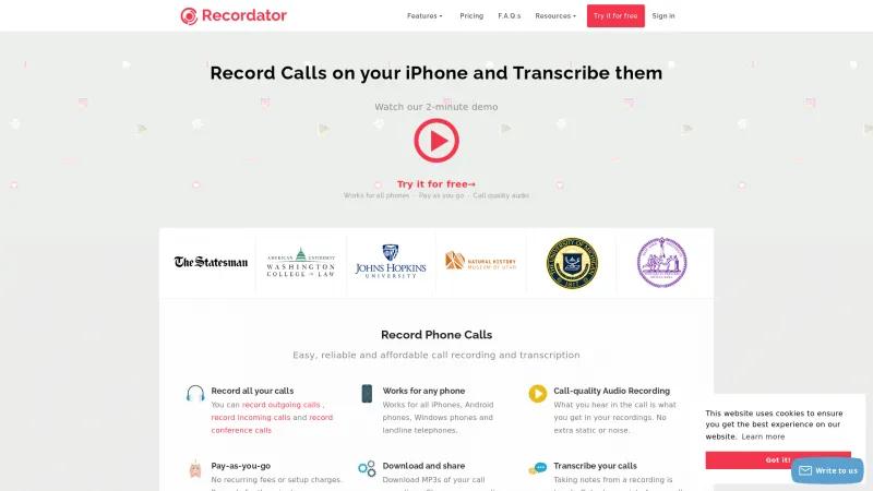 Homepage of Recordator