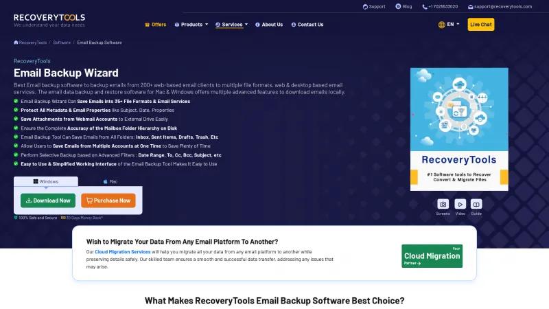 Homepage of RecoveryTools Email Backup Wizard