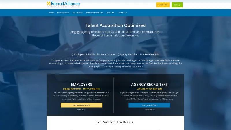 Homepage of RecruitAlliance