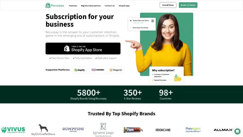 Homepage of Recurpay