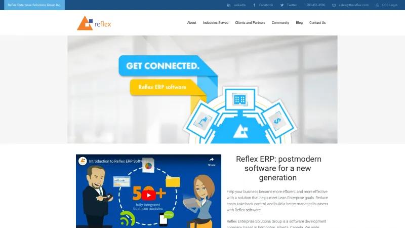 Homepage of Reflex ERP