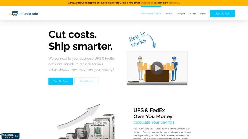 Homepage of Refund Geeks