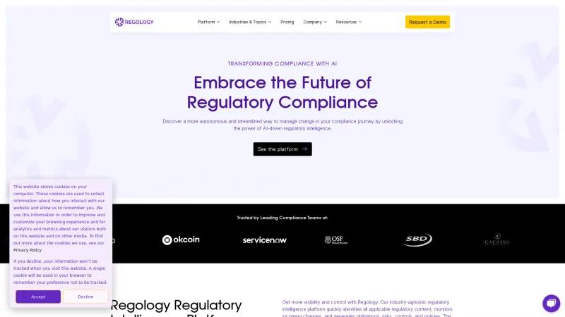 Homepage of Regology