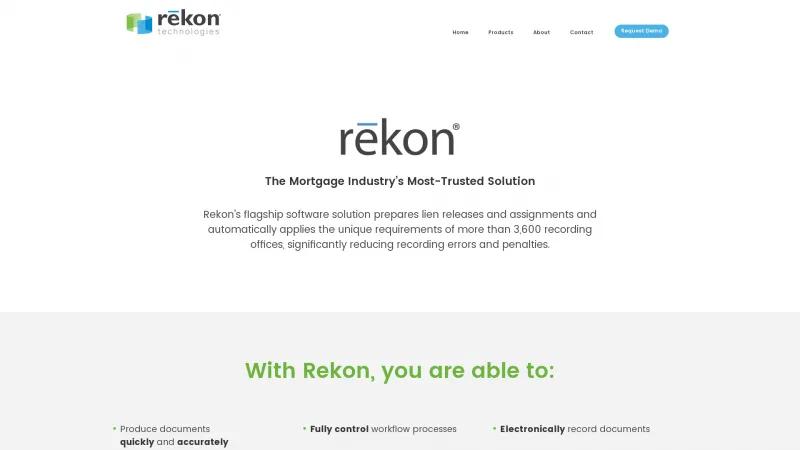 Homepage of Rekon