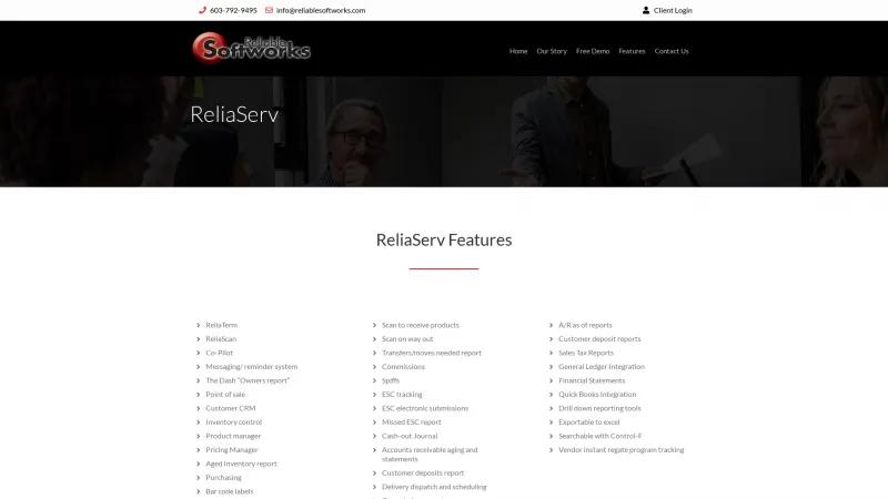 Homepage of ReliaServ