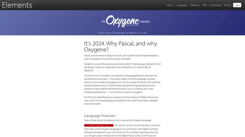 Homepage of Oxygene