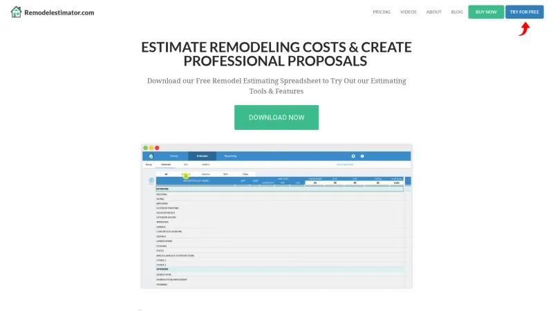 Homepage of RemodelEstimator.com
