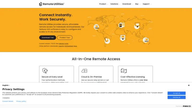 Homepage of Remote Utilities