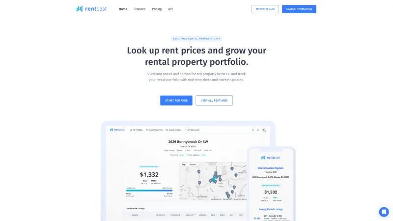 Homepage of RentCast