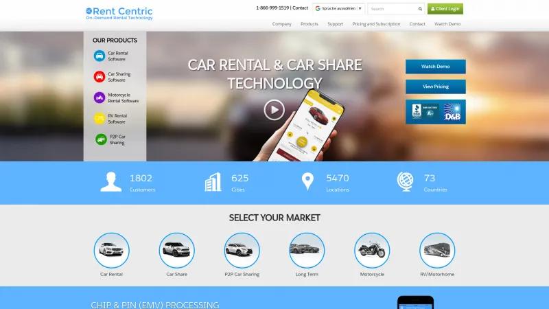 Homepage of Rent Centric