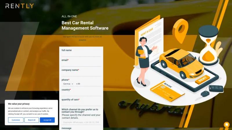 Homepage of Rently Car Rental and Fleet Solution