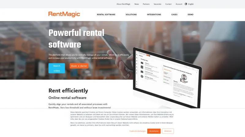 Homepage of RentMagic