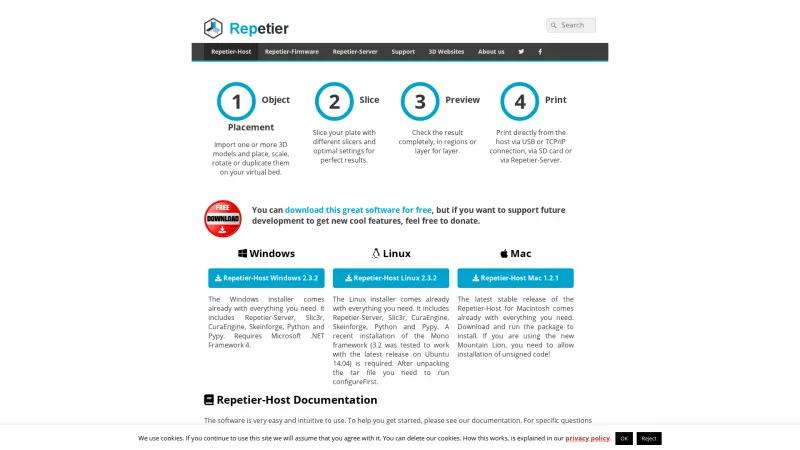 Homepage of Repetier-Host