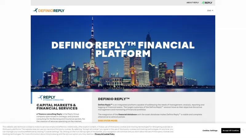 Homepage of Definio Reply