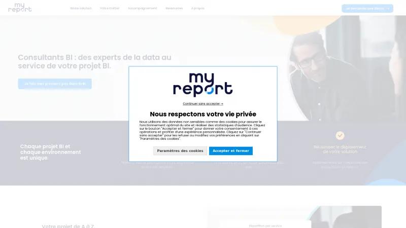 Homepage of MyReport Business Evolution