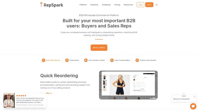 Homepage of RepSpark