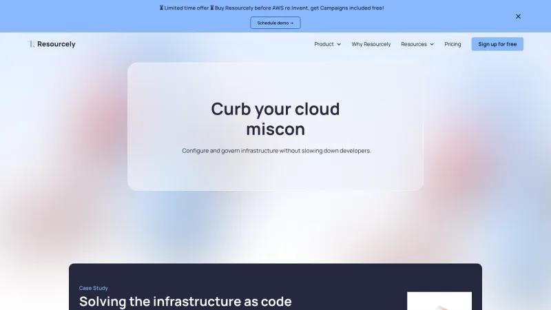 Homepage of Resourcely