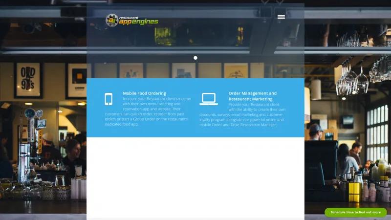 Homepage of Restaurant App Engines