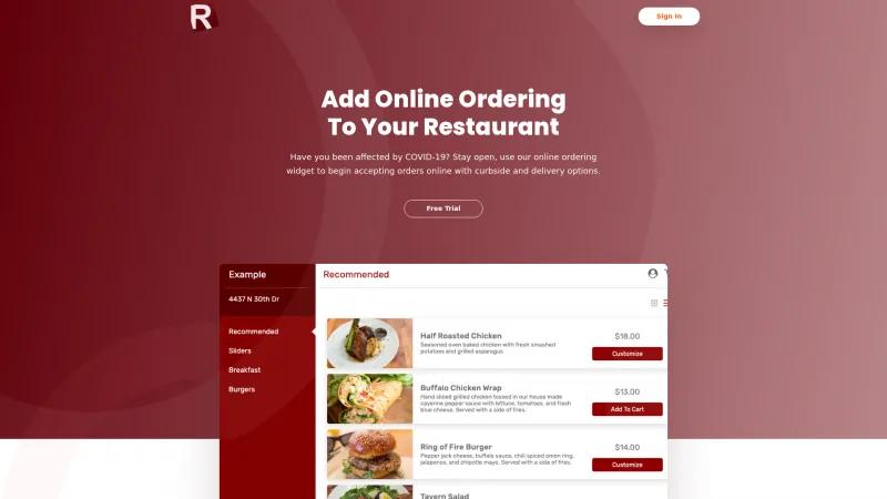 Homepage of RestaurantOps