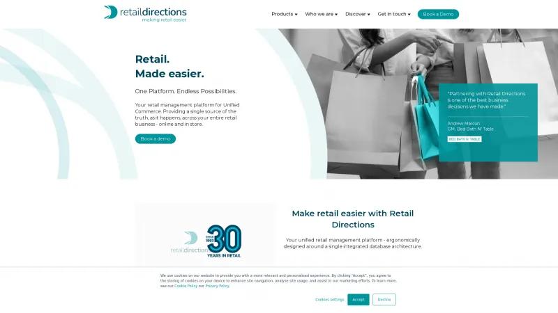 Homepage of Retail Directions