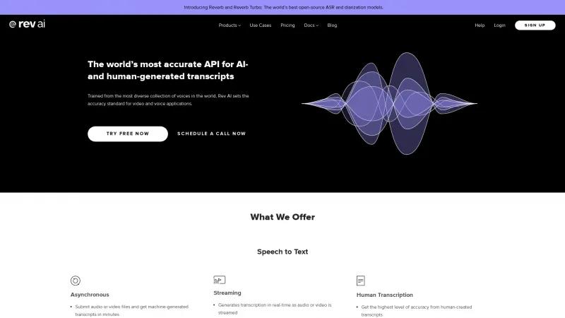 Homepage of Rev.ai