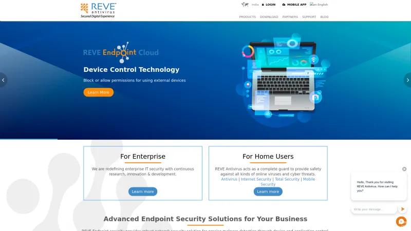 Homepage of REVE Antivirus