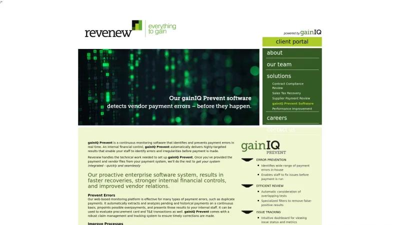 Homepage of Revenew