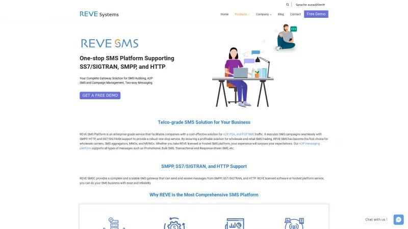 Homepage of REVE SMS Platform