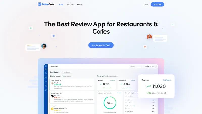 Homepage of ReviewPush