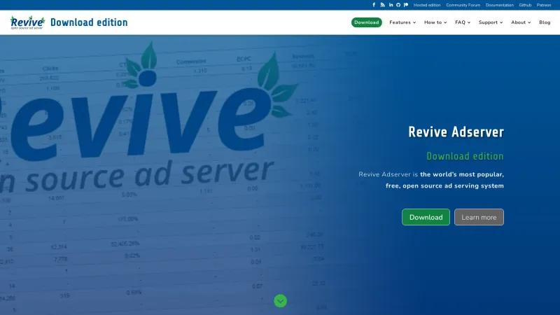 Homepage of Revive Adserver