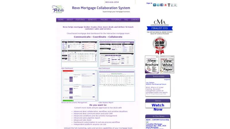 Homepage of Revo Mortgage Collaboration