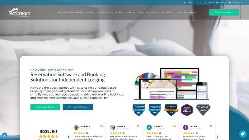 Homepage of rezStream Cloud PMS