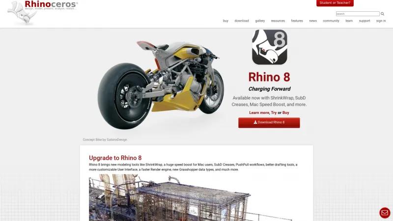 Homepage of Rhino 8