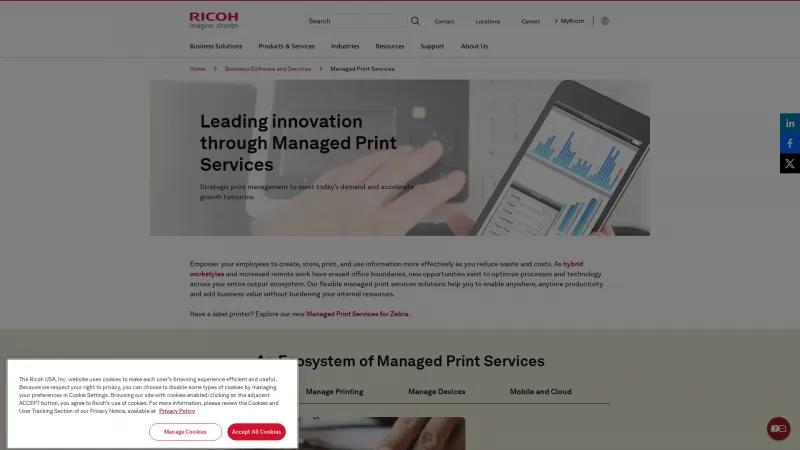 Homepage of Ricoh Managed Print Services