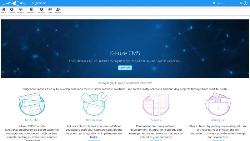 Homepage of K-Fuze CMS