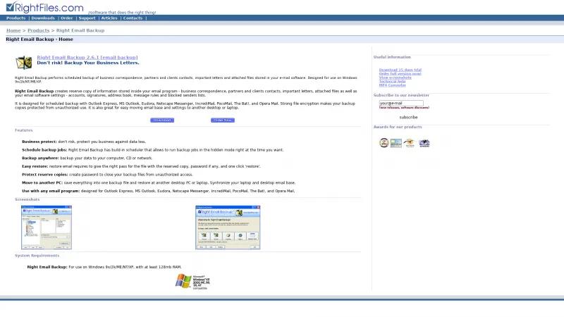 Homepage of Right Email Backup
