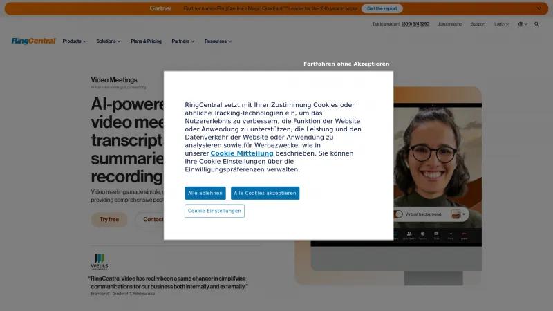 Homepage of RingCentral Video