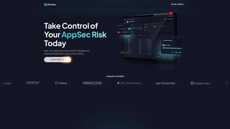 Homepage of RiskApp