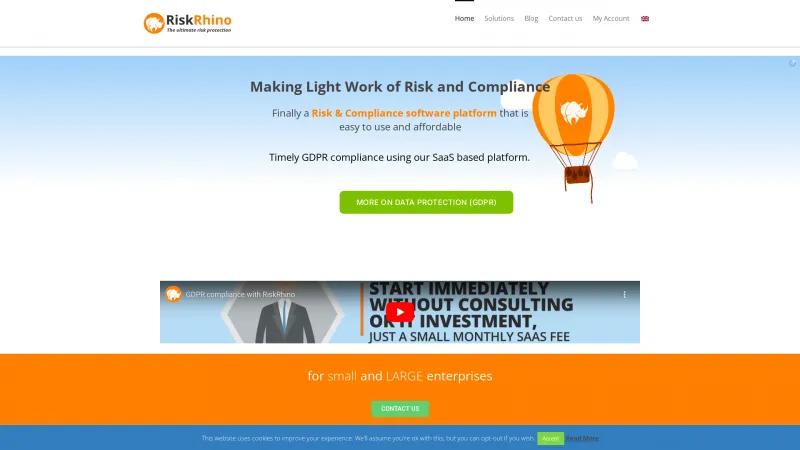 Homepage of RiskRhino