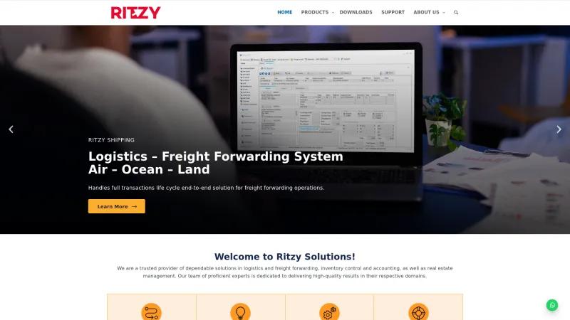 Homepage of Ritzy Shipping