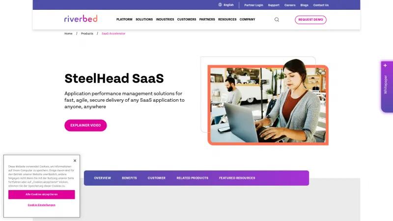 Homepage of Riverbed SaaS Accelerator