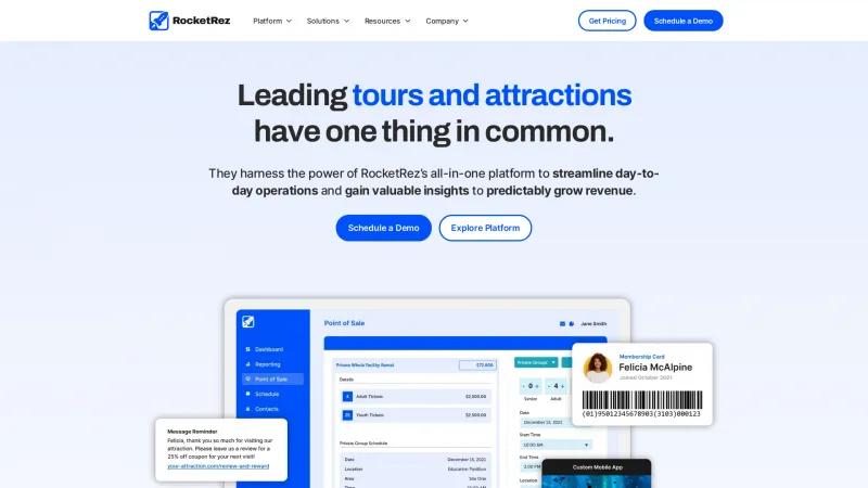 Homepage of RocketRez