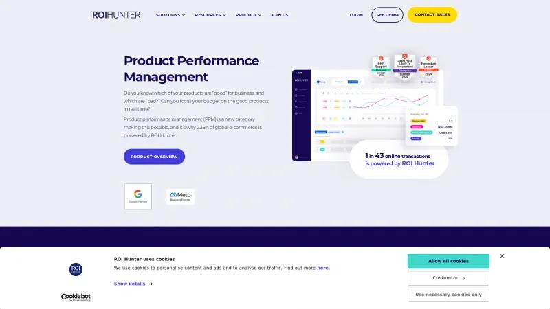 Homepage of ROI Hunter