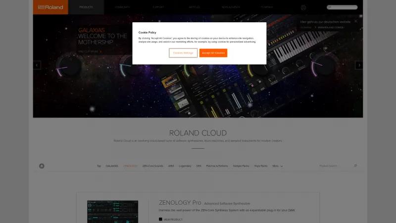 Homepage of Roland Cloud