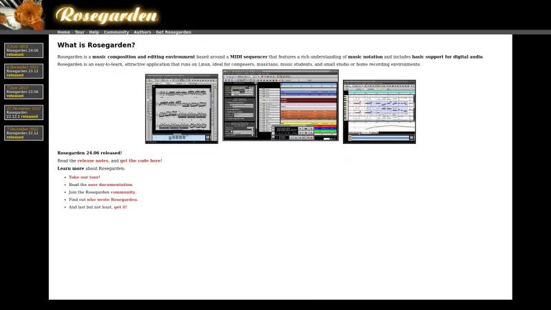 Homepage of Rosegarden